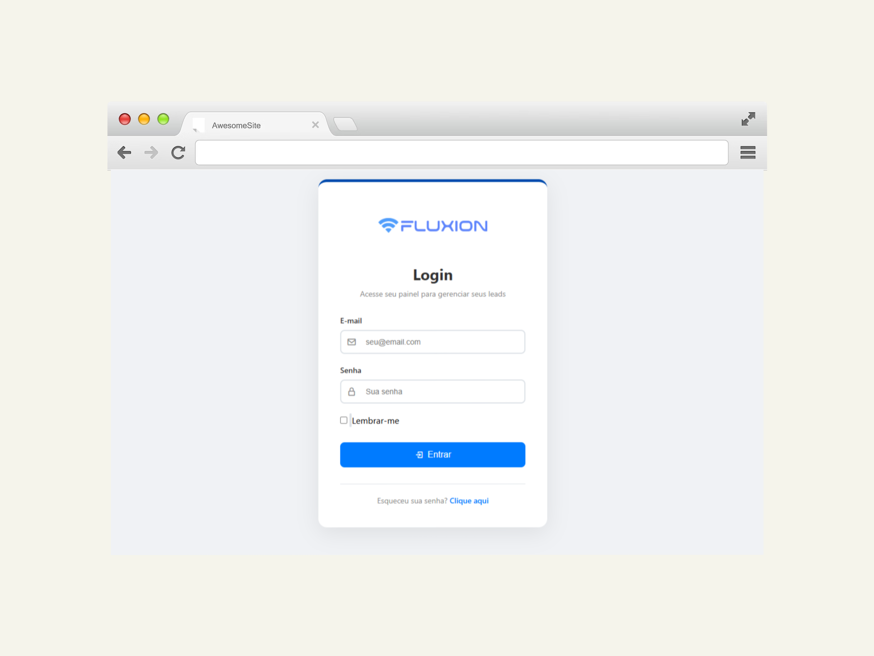 Portal de Login Ofluxion em um celular